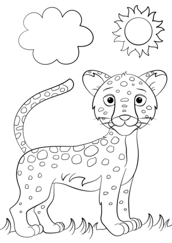 Cute Cartoon Jaguar Coloring Page